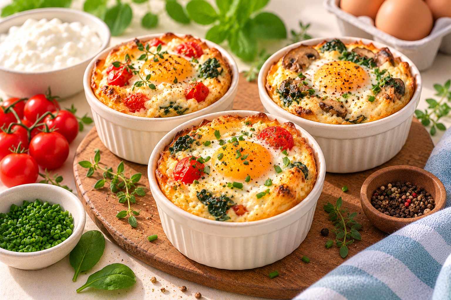 Baked Egg & Cottage Cheese Yogurt Cups — original Yogurt Atelier recipe illustration