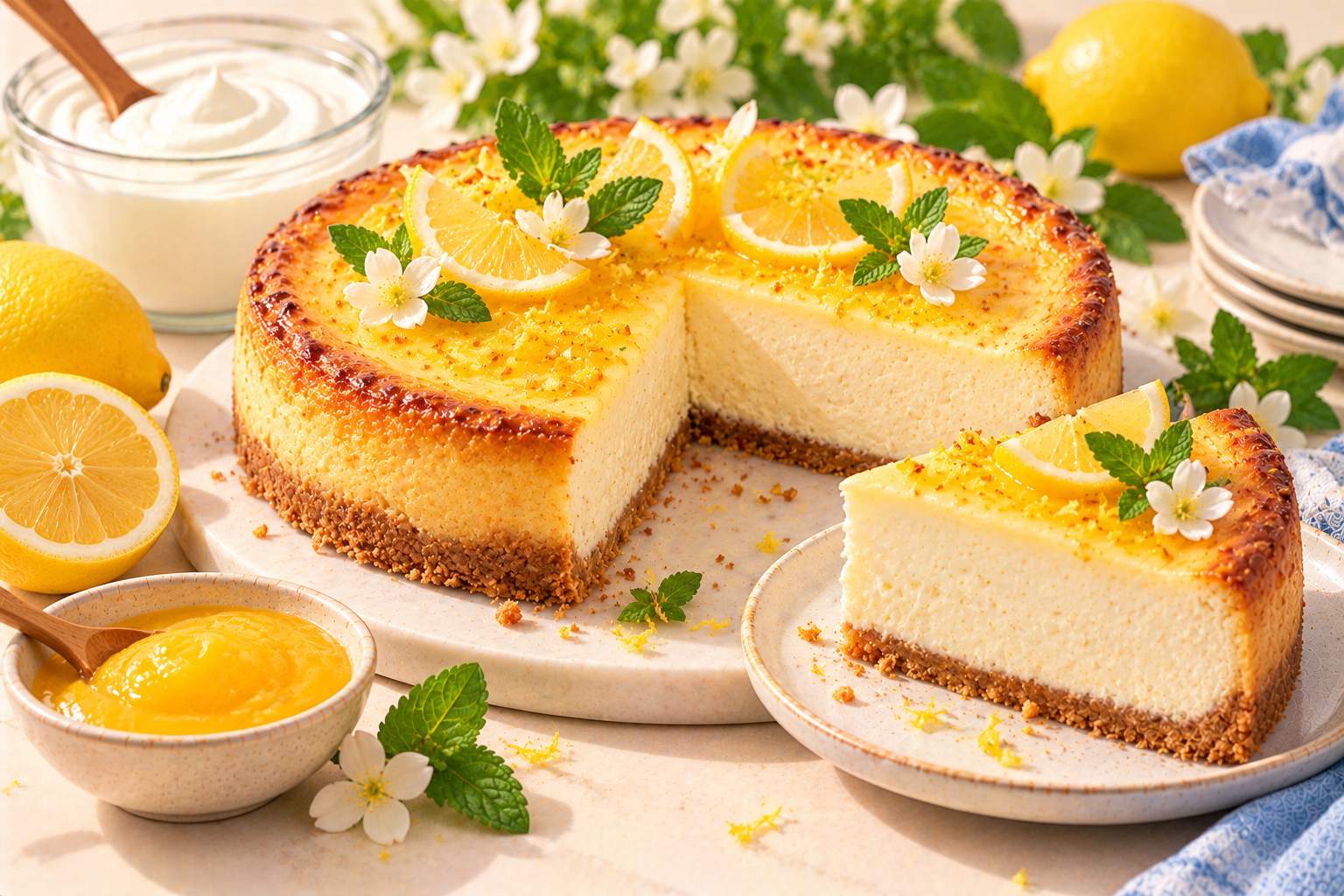 Baked Lemon Yogurt Cheesecake — original Yogurt Atelier recipe illustration