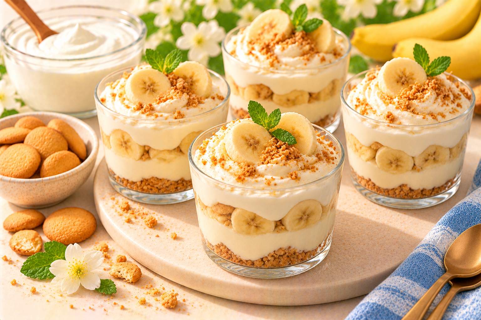 Banana Pudding Yogurt Cups — original Yogurt Atelier recipe illustration