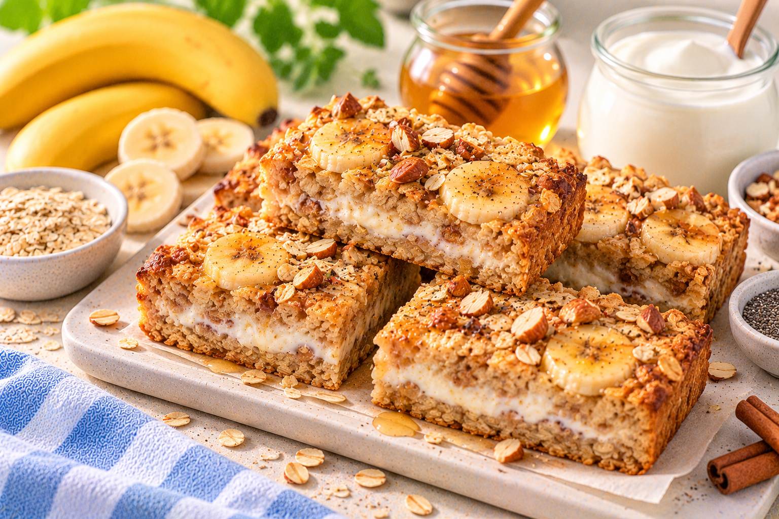 Banana Yogurt Oat Breakfast Bars — original Yogurt Atelier recipe illustration
