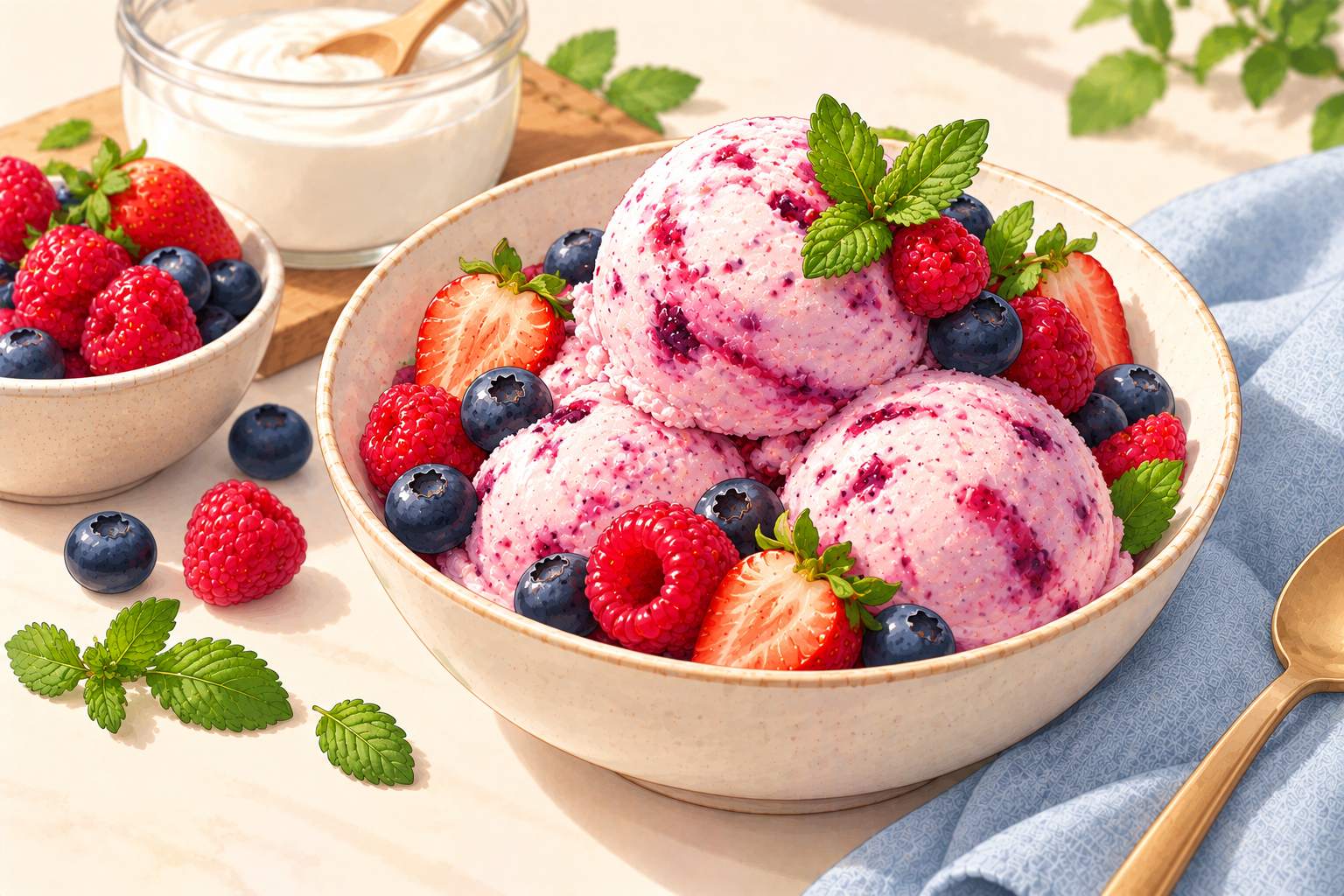 Berry Frozen Yogurt — original Yogurt Atelier recipe illustration