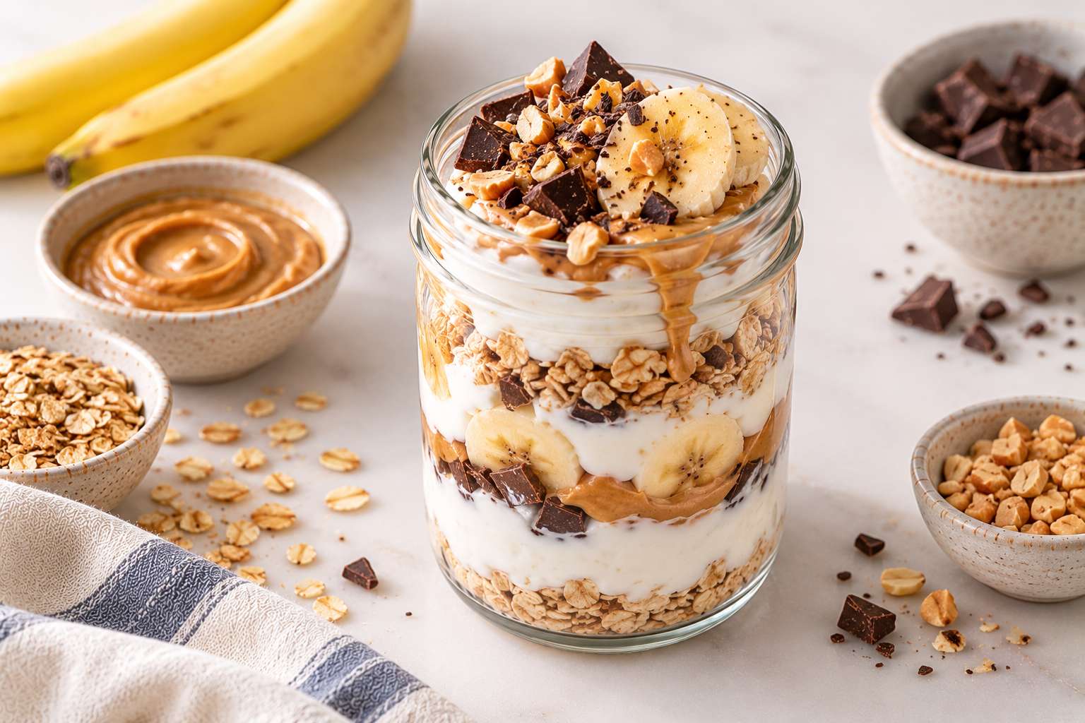Chocolate Peanut Butter Yogurt Parfait — original Yogurt Atelier recipe illustration