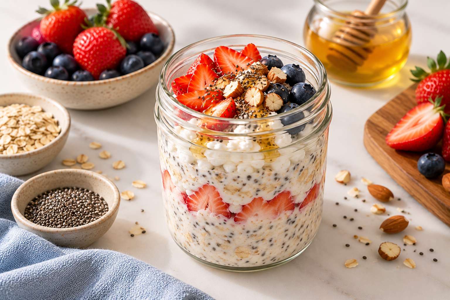 Cottage Cheese Yogurt Overnight Oats — original Yogurt Atelier recipe illustration