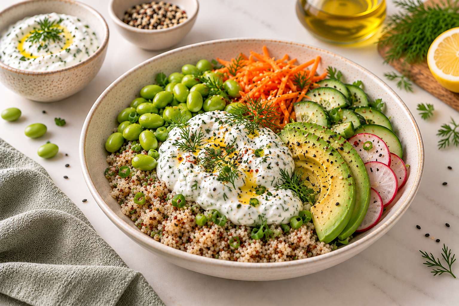Edamame Quinoa Yogurt Bowl — original Yogurt Atelier recipe illustration