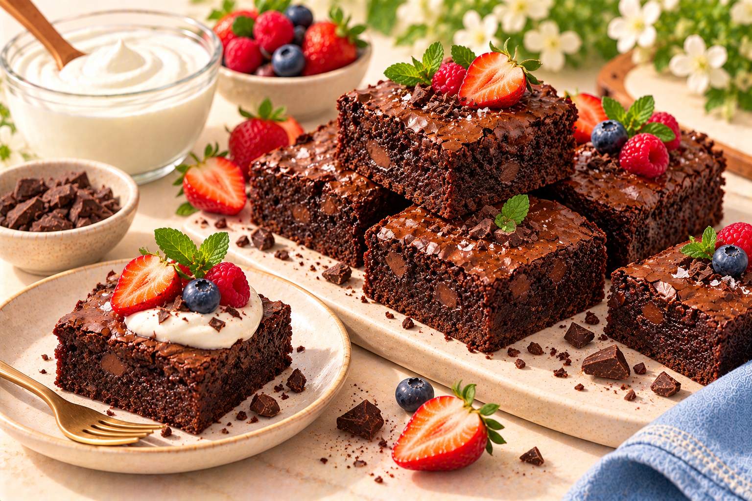 Fudgy Yogurt Brownies — original Yogurt Atelier recipe illustration