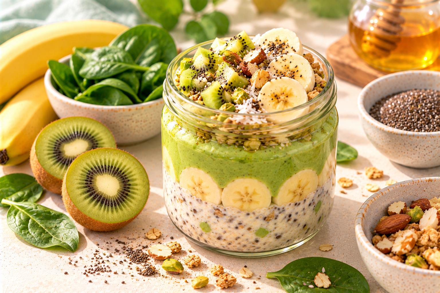 Green Smoothie Chia Yogurt Jar — original Yogurt Atelier recipe illustration