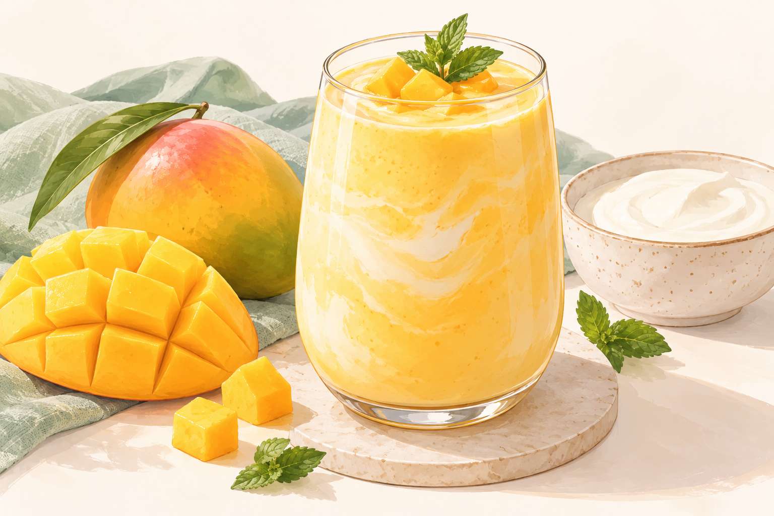 Mango Lassi — original Yogurt Atelier recipe illustration