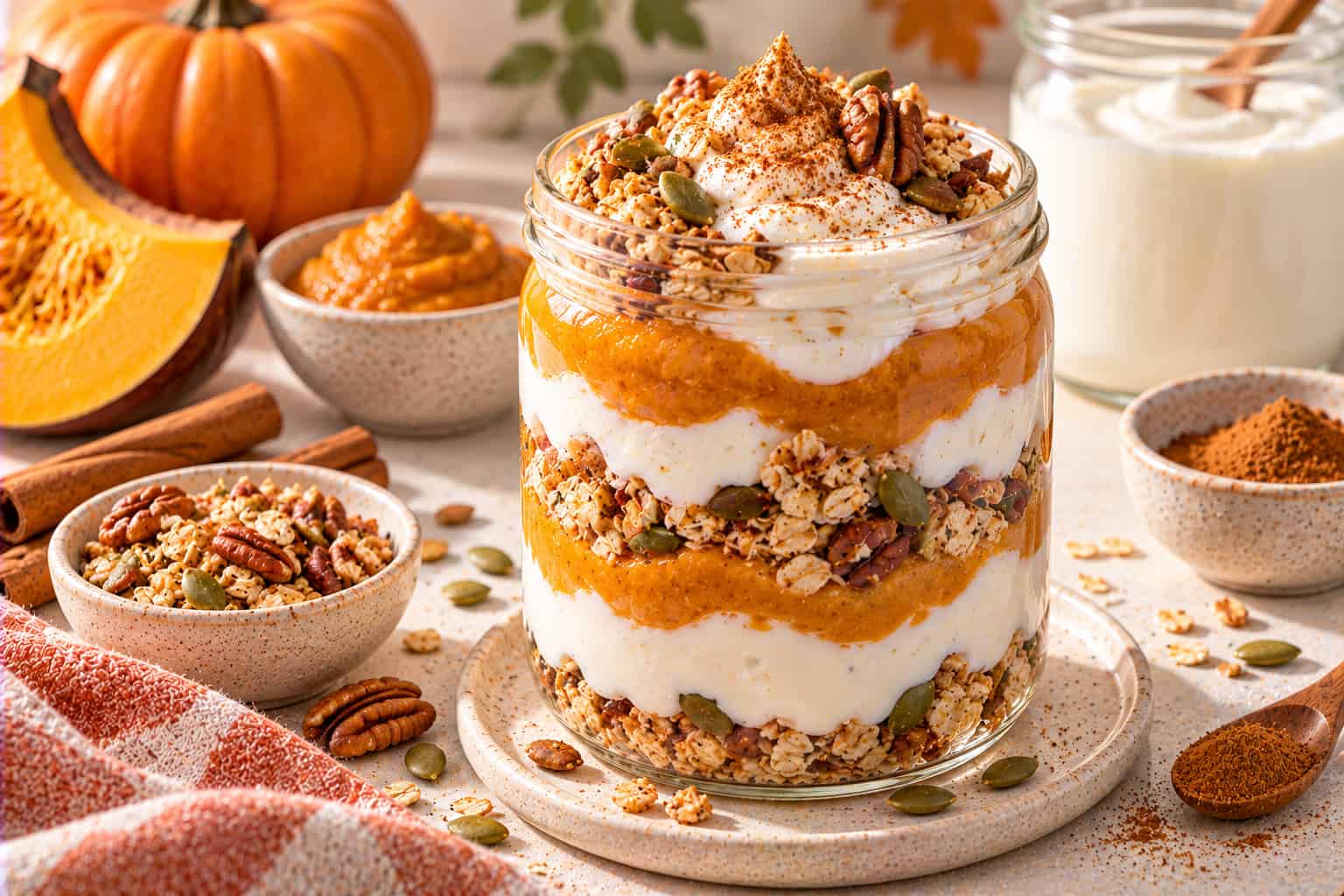 Overnight Pumpkin Spice Yogurt Parfait — original Yogurt Atelier recipe illustration