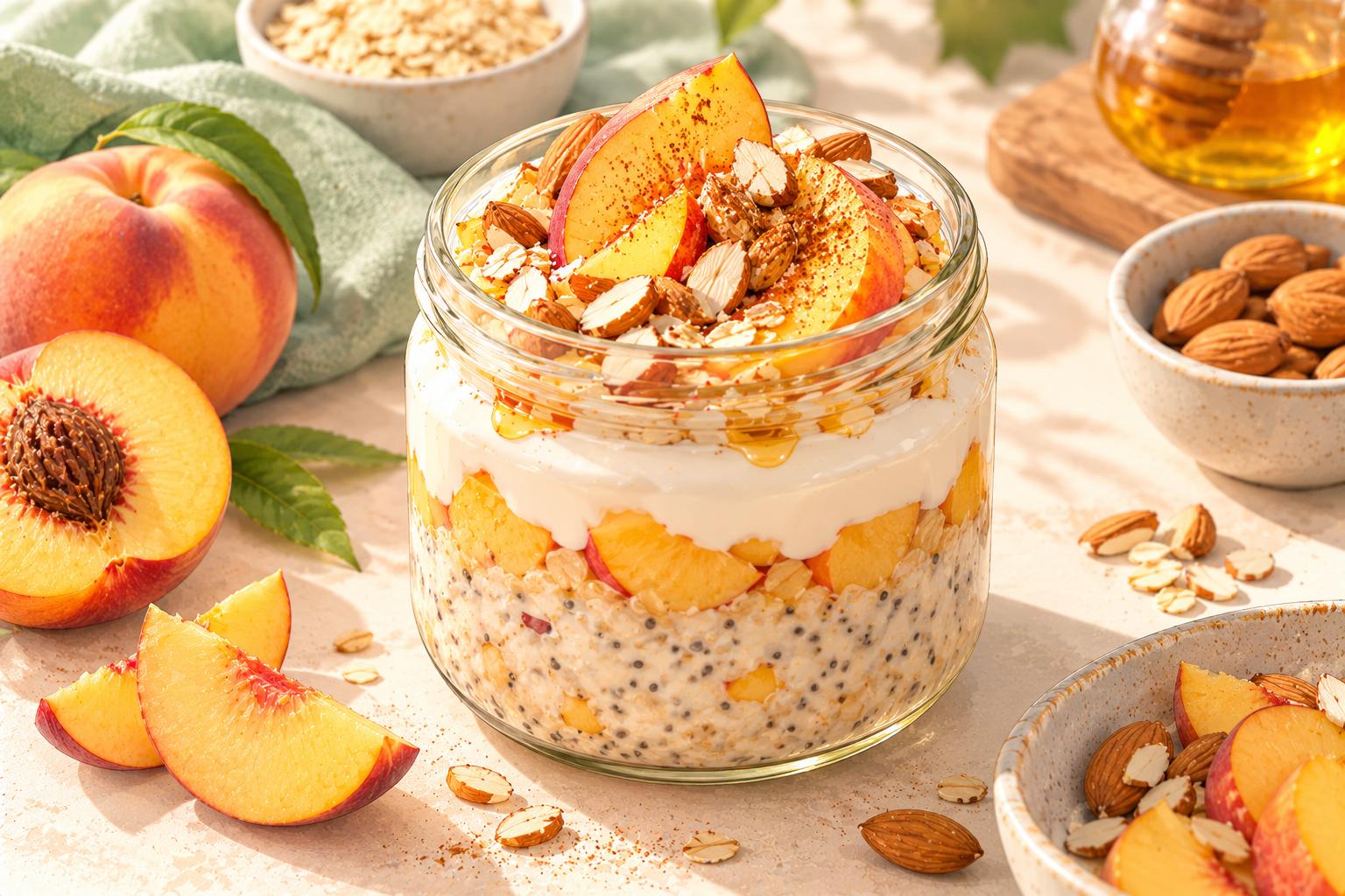 Peach Almond Yogurt Jar — original Yogurt Atelier recipe illustration