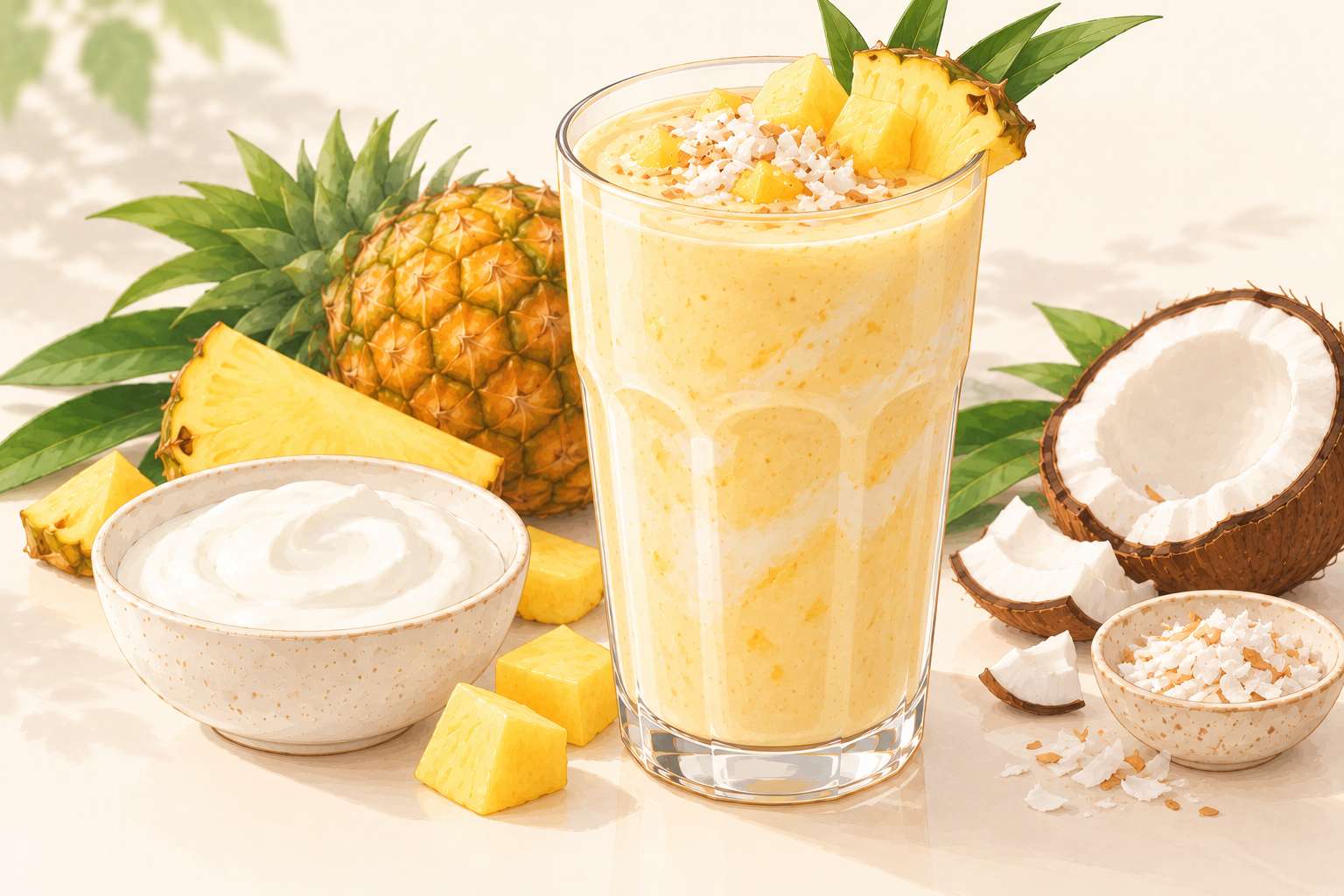 Pineapple Coconut Yogurt Smoothie — original Yogurt Atelier recipe illustration