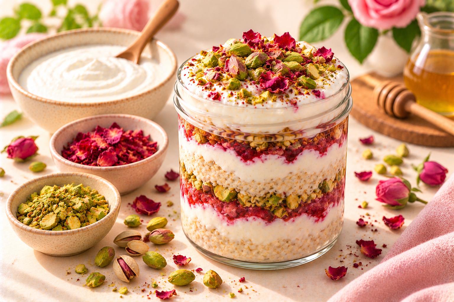Pistachio Rose Yogurt Jar — original Yogurt Atelier recipe illustration