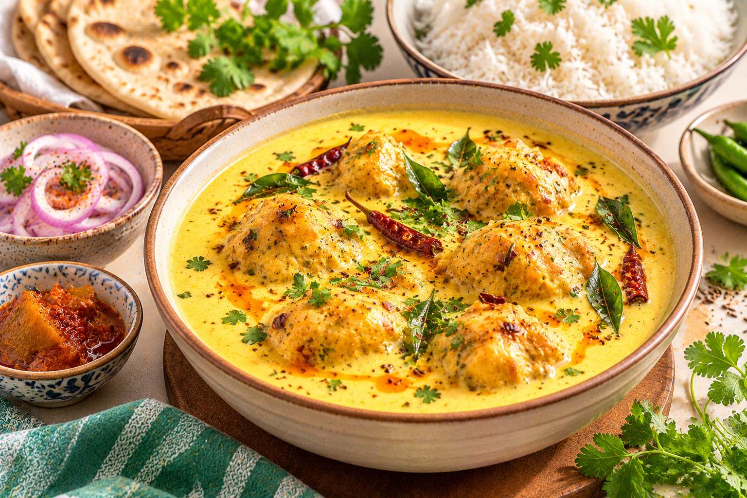 Punjabi Kadhi Pakora — original Yogurt Atelier recipe illustration