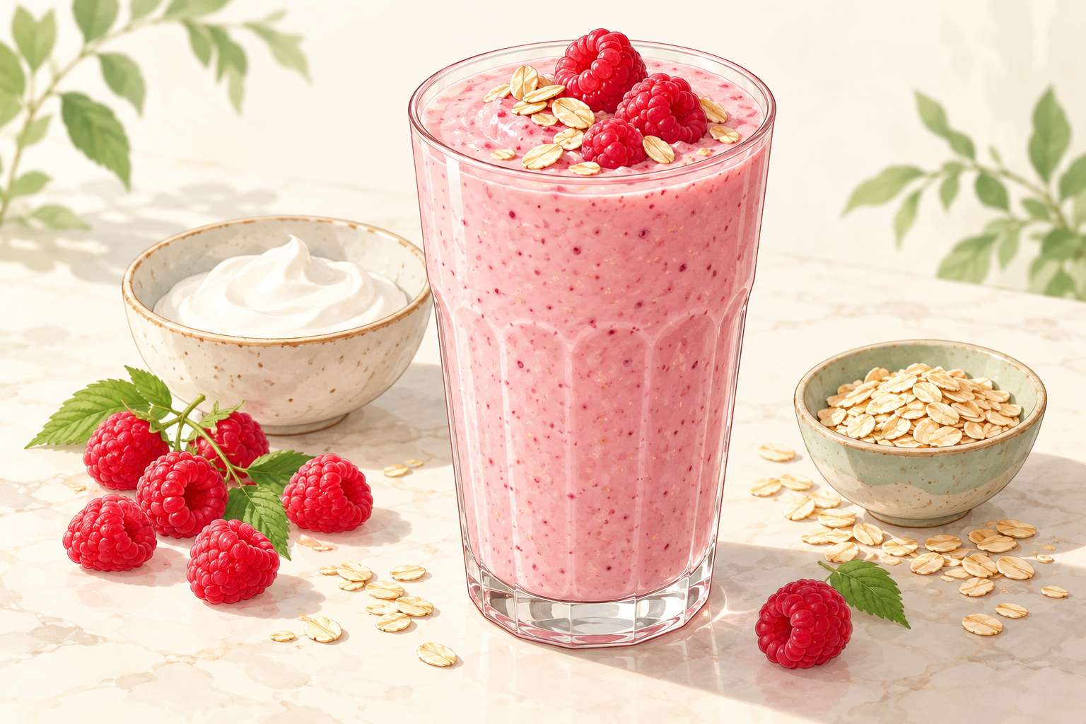 Raspberry Oat Yogurt Smoothie — original Yogurt Atelier recipe illustration