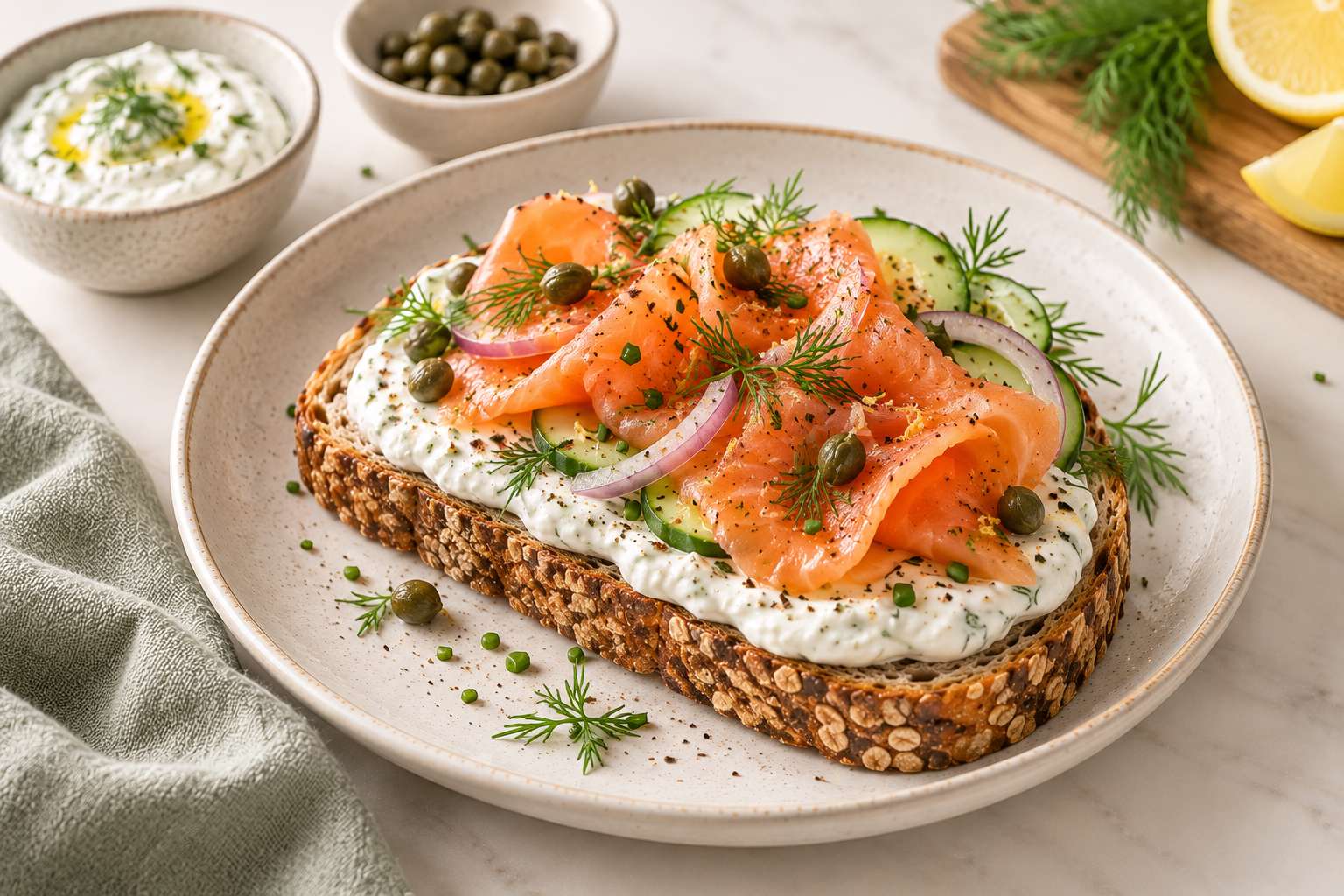 Smoked Salmon & Yogurt Breakfast Toast — original Yogurt Atelier recipe illustration