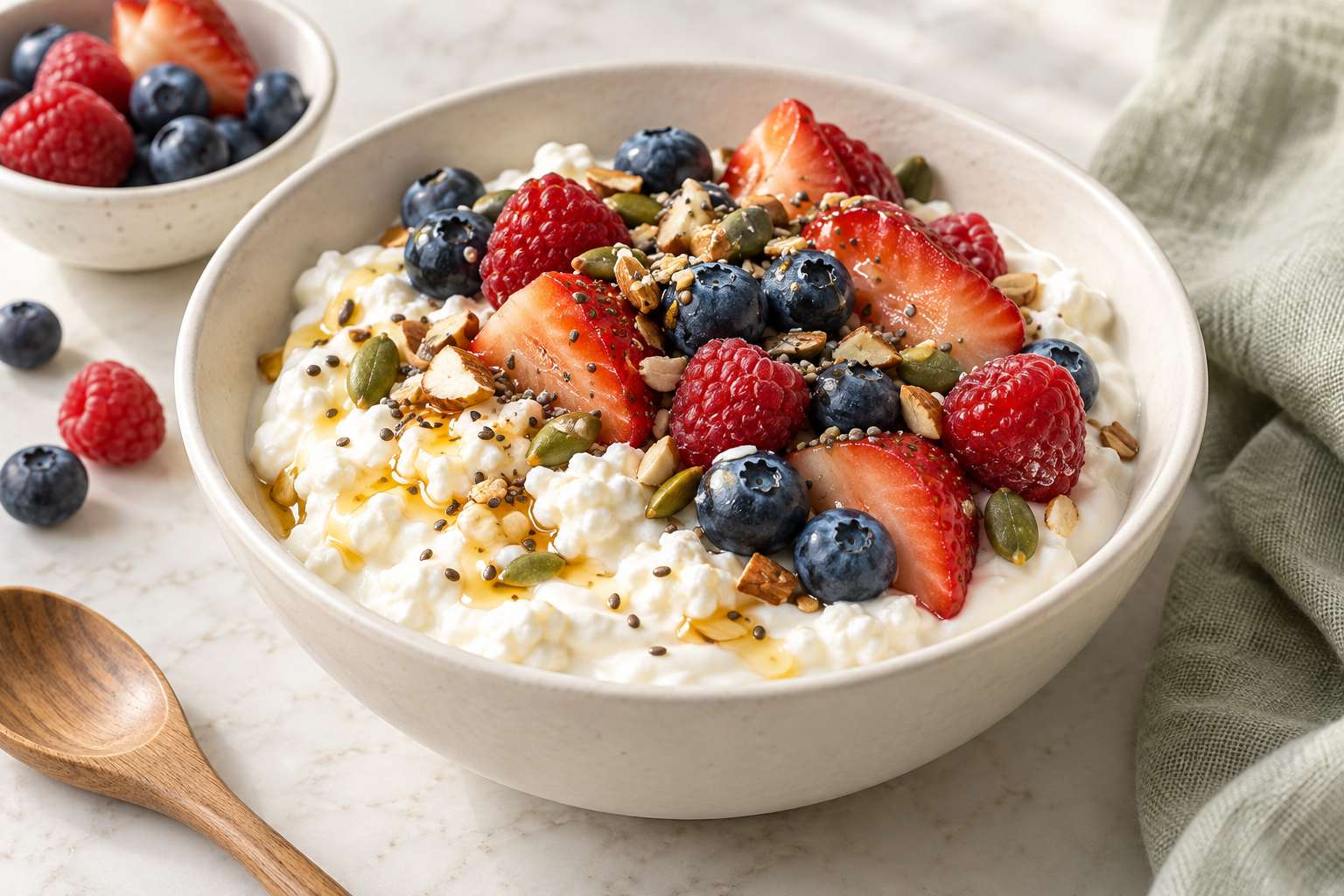 Strained Yogurt & Cottage Cheese Berry Bowl — original Yogurt Atelier recipe illustration