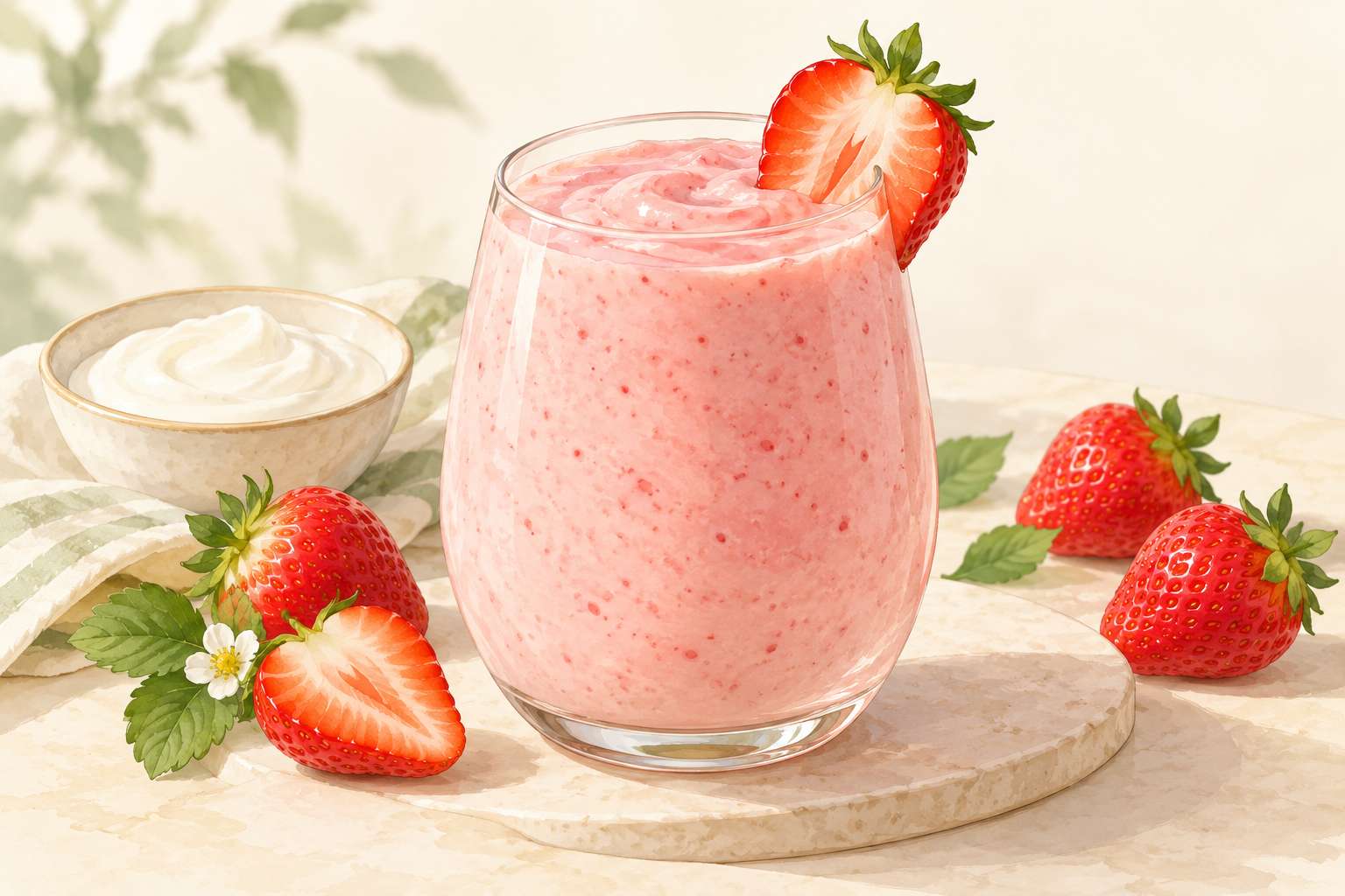 Strawberry Yogurt Smoothie — original Yogurt Atelier recipe illustration