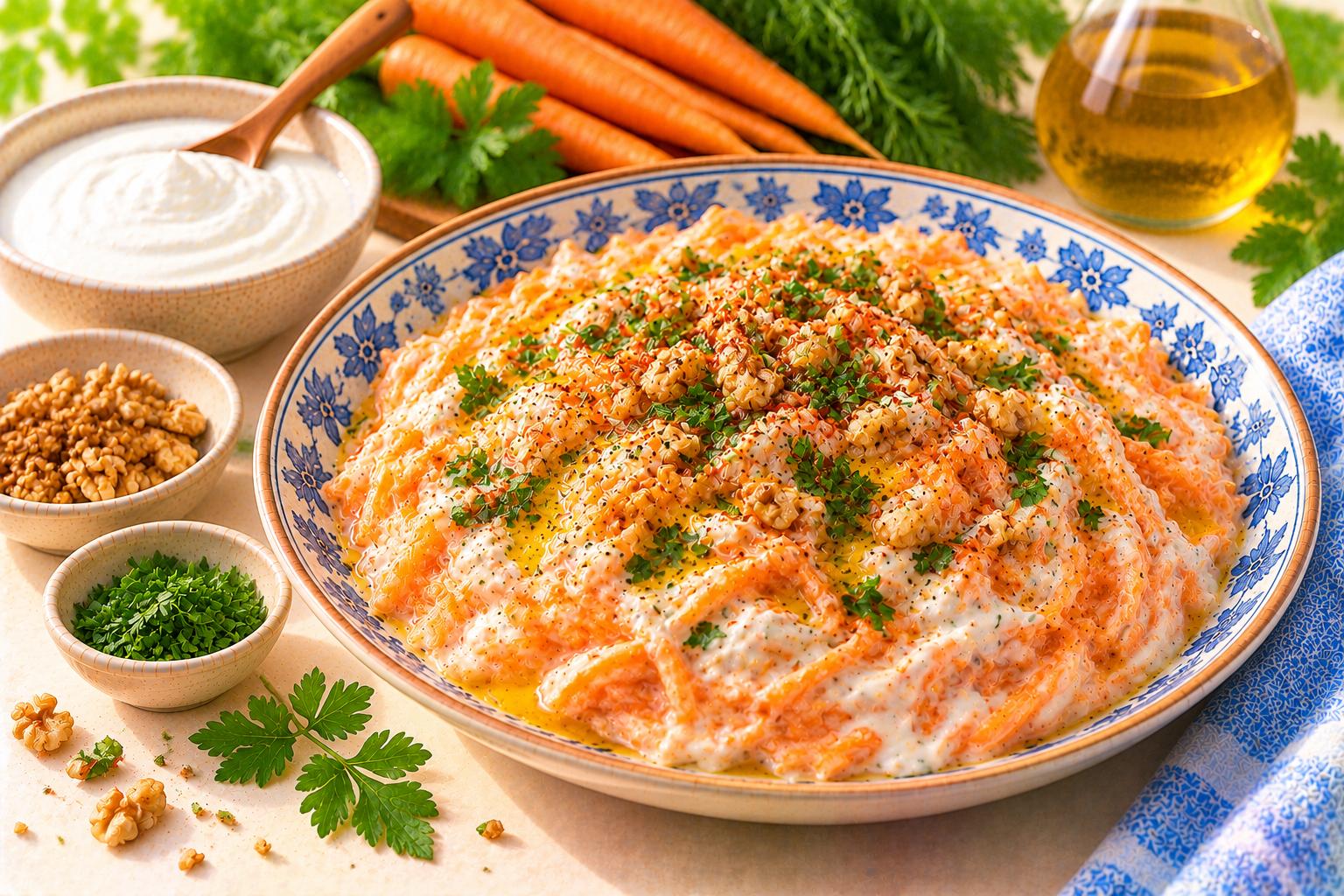 Carrot Tarator — original Yogurt Atelier recipe illustration