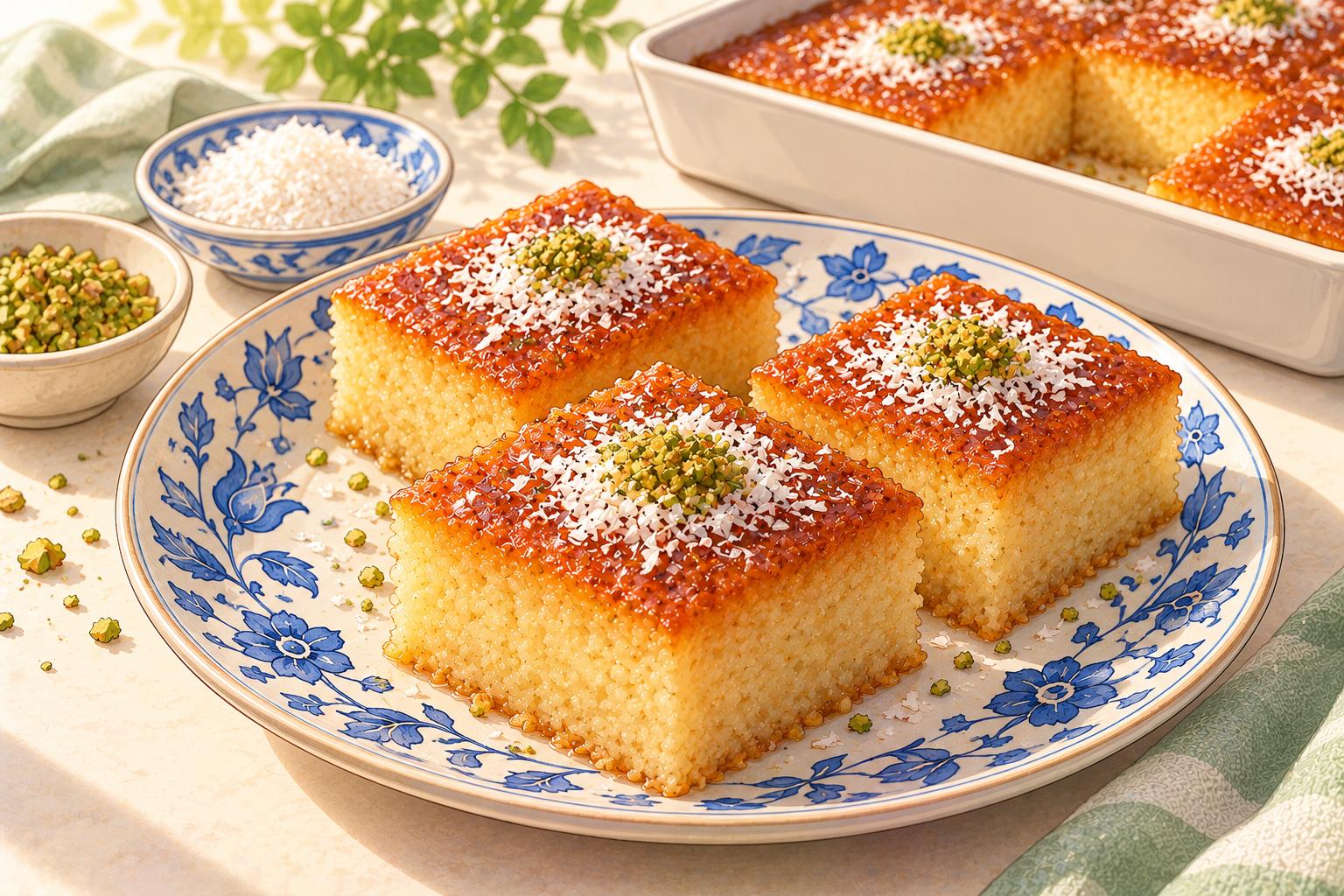 Yogurt Semolina Cake — original Yogurt Atelier recipe illustration