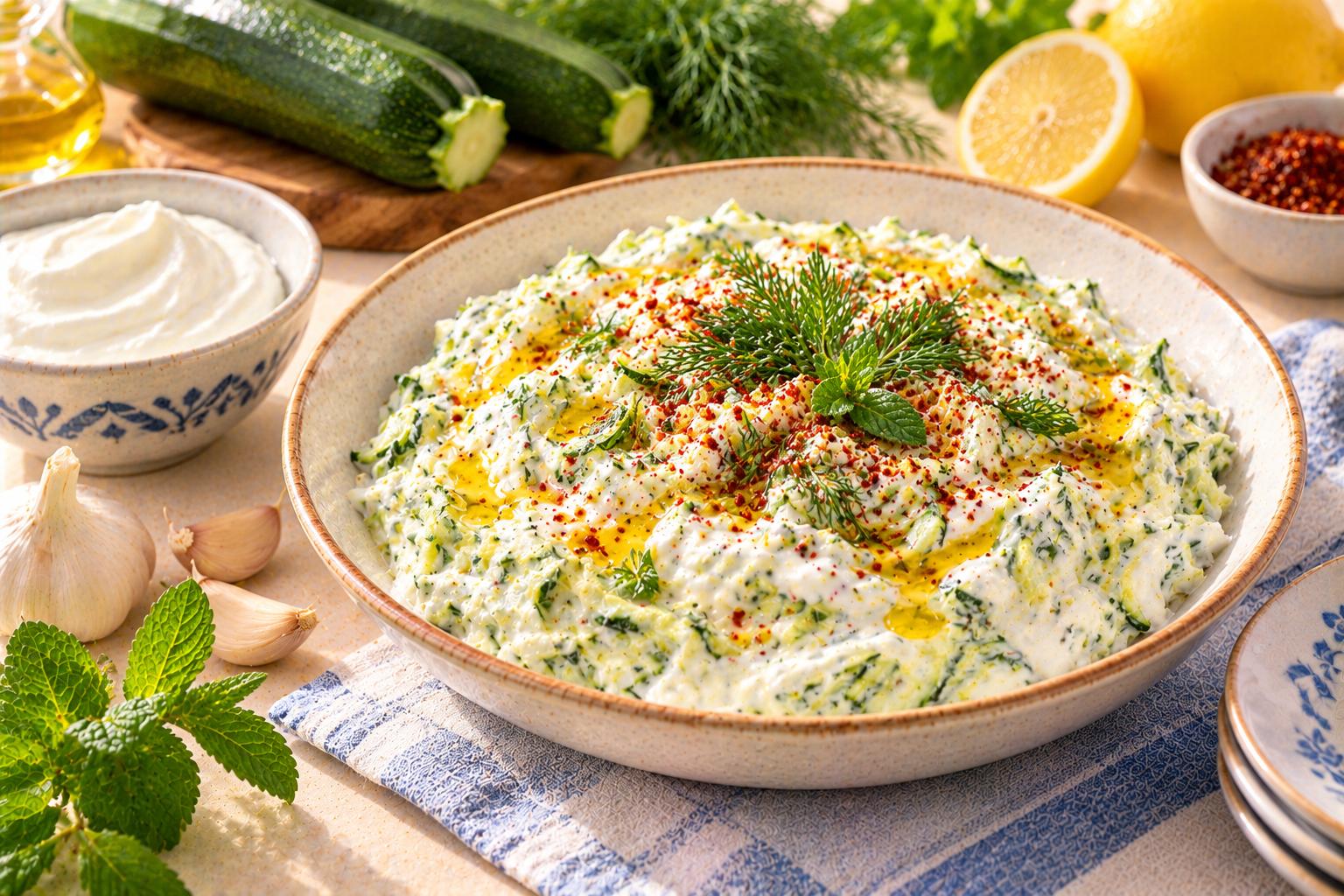 Zucchini Yogurt Salad — original Yogurt Atelier recipe illustration