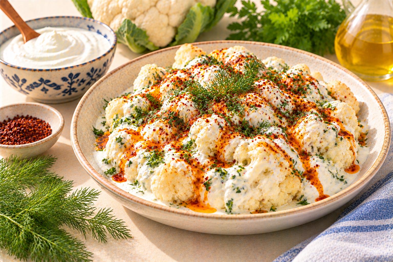 Cauliflower with Yogurt — original Yogurt Atelier recipe illustration