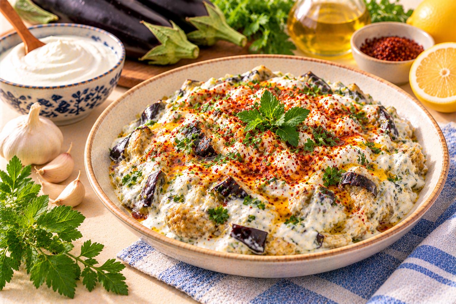 Eggplant Yogurt Salad — original Yogurt Atelier recipe illustration