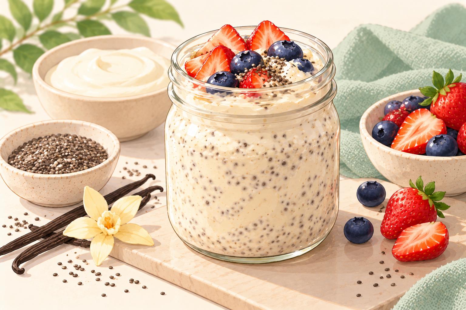 Vanilla Chia Yogurt Pudding — original Yogurt Atelier recipe illustration