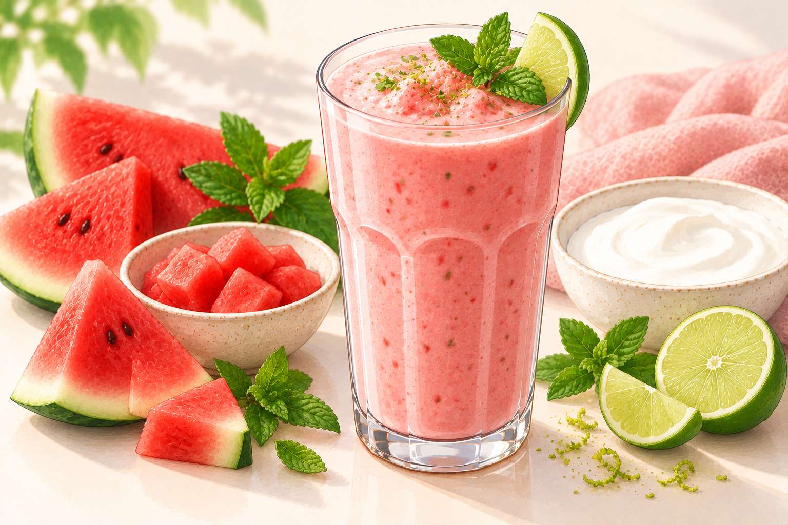 Watermelon Lime Yogurt Slush — original Yogurt Atelier recipe illustration