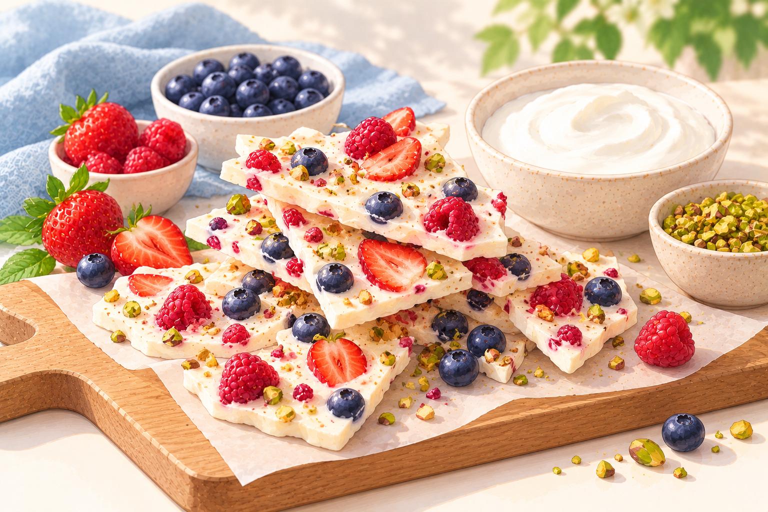 Frozen Yogurt Bark — original Yogurt Atelier recipe illustration
