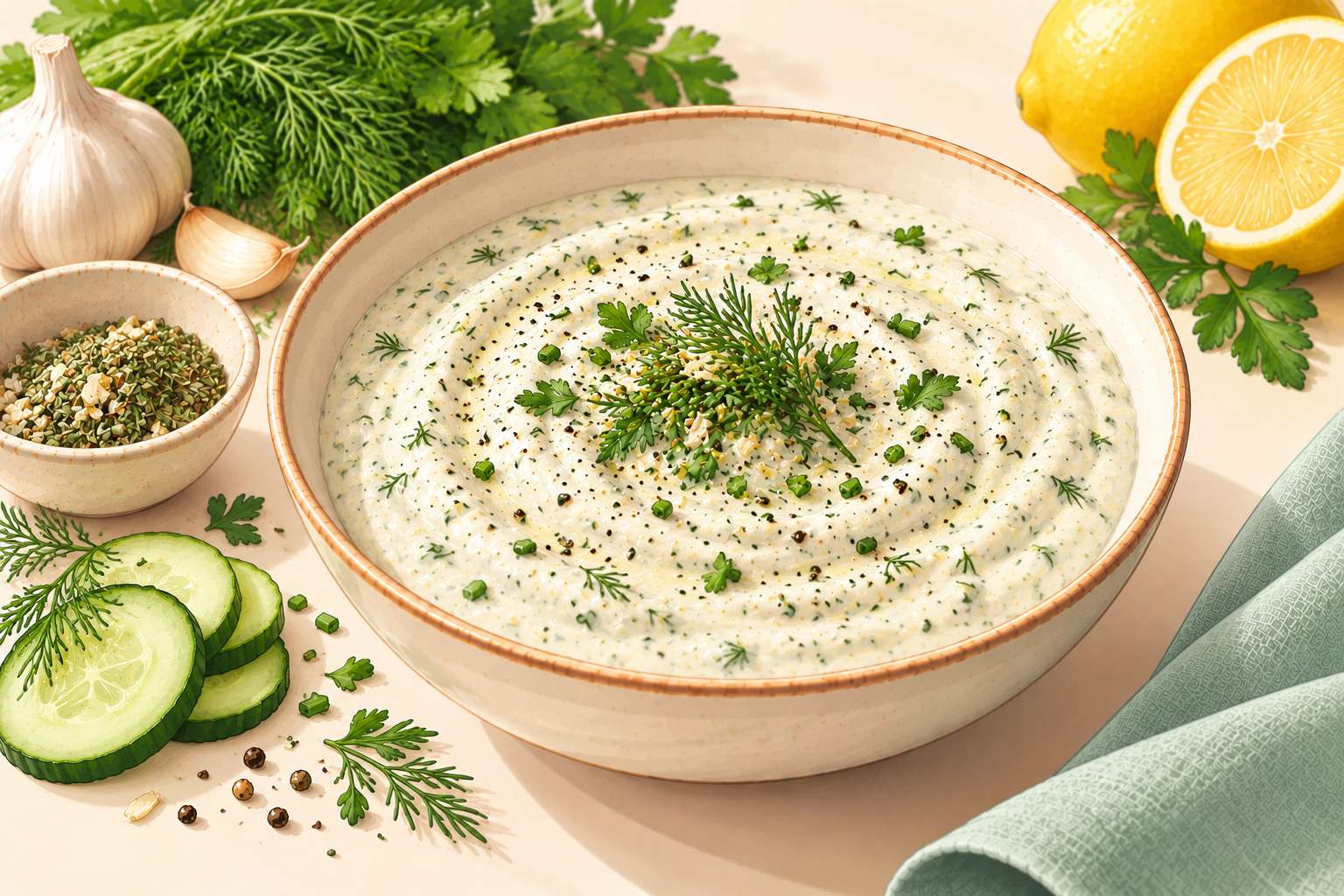Yogurt Ranch Dressing — original Yogurt Atelier recipe illustration