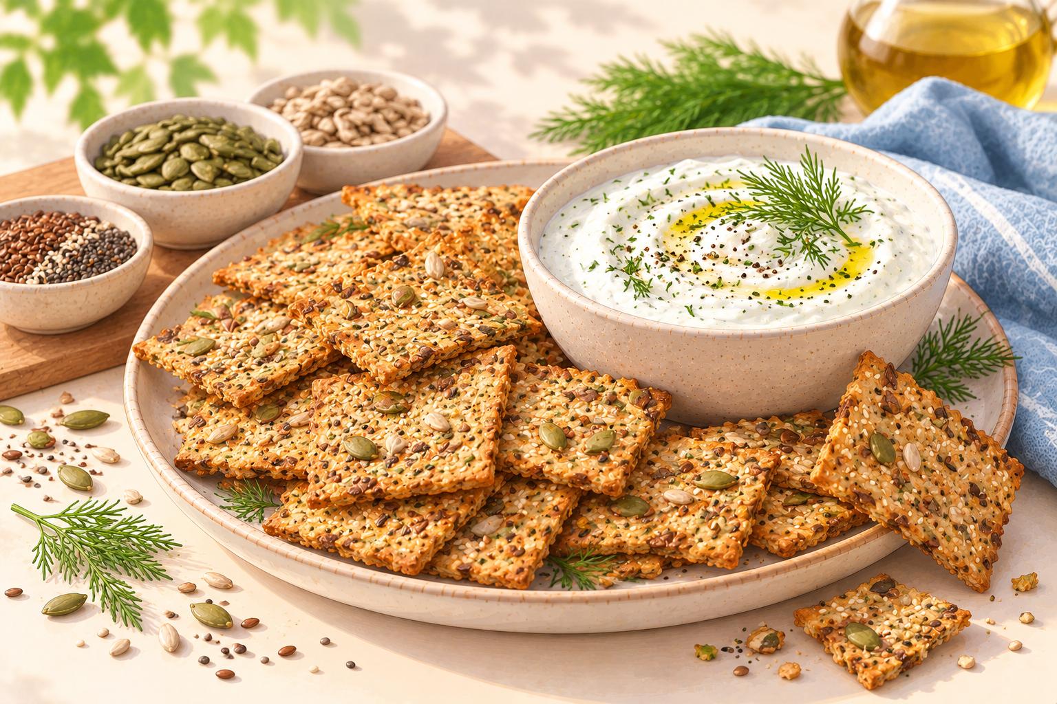 Yogurt Seed Crackers — original Yogurt Atelier recipe illustration